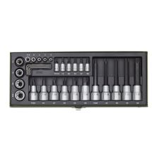 Hylsysarja turva-torx ja E 1/4" ja 1/2" 29-osaa