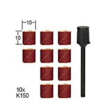 Proxxon Hiomakartio ja kiinnitysvarsi, Ø 10 mm, Karkeus 150, 10 kpl.