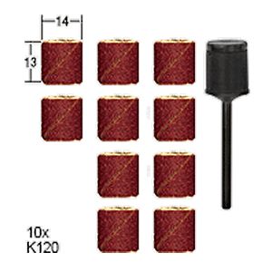 Proxxon Hiomakartio ja kiinnitysvarsi, Ø 14 mm, Karkeus 120, 10 kpl.